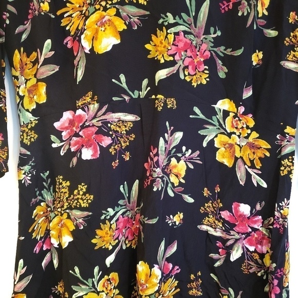 Zara Basic Floral Print 3/4 Sleeve Mini Dress - Picture 4 of 6